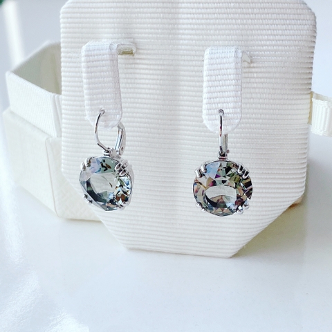 SWAROVSKI Millenia drop earrings (Round cut, Black, Rhodium plated) - Khuyên tai pha lê đen, cắt tròn - JEWELRY
