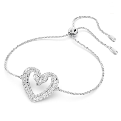 SWAROVSKI Una bracelet (Heart, Medium, White, Rhodium plated) - Vòng/lắc tay hình tim trắng - SWAROVSKI - JEWELRY