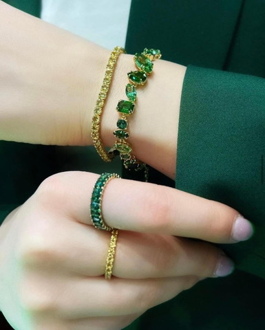 SWAROVSKI Gema bracelet (Mixed cuts, Green, Gold-tone plated) - Vòng/lắc tay SWAROVSKI - JEWELRY