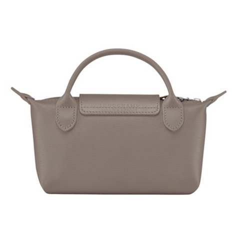 MINI SIZE - TÚI LONGCHAMP LE PLIAGE CITY POUCH WITH HANDLE - Taupe - Canvas - Túi xách màu be xám, chất da