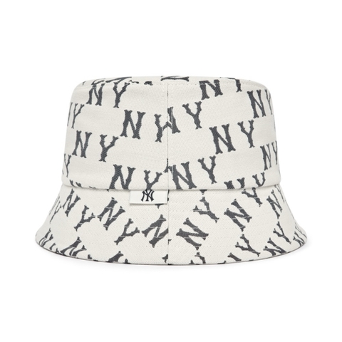 [SALE] MLB MONOGRAM NY NEWYORK YANKEES WHITE BUCKET - Mũ vành tròn, tone trắng