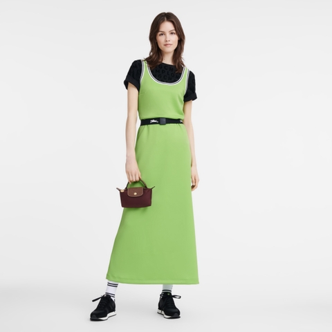 MINI SIZE - TÚI LONGCHAMP LE PLIAGE ORIGINAL POUCH WITH HANDLE - BURGUNDY - Recycled Canvas - Túi xách màu đỏ đô