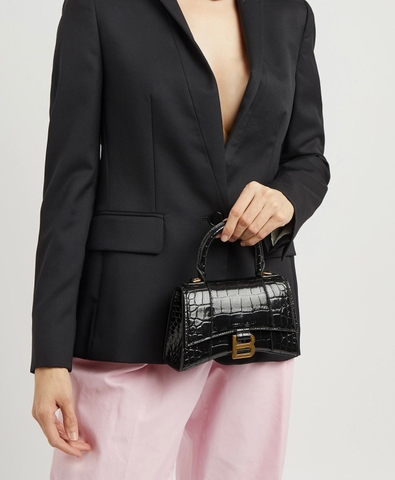 TÚI BALENCIAGA HOURGLASS XS CROC BLACK (da CROC)