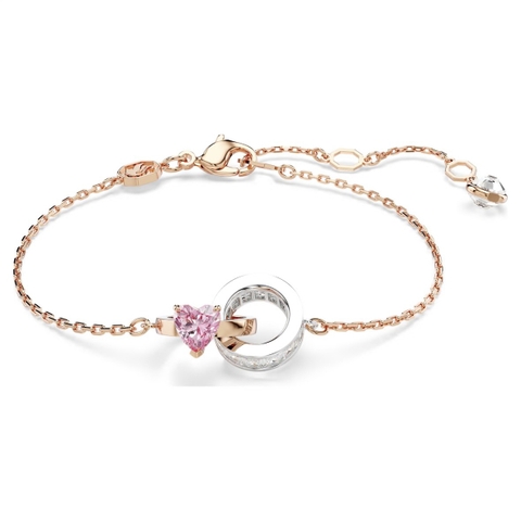 CHÍNH HÃNG - SWAROVSKI Connexus bracelet (Mixed cuts, Heart, Pink, Mixed metal finish) - Vòng, lắc tay, trái tim hồng nhẫn, mạ tone gold - JEWELRY BRACELET