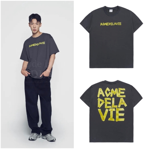 ÁO ADLV TAPE TYPOGRAPHIC CHARCOAL T-SHIRT - ÁO THUN CỔ TRÒN TAY LỠ MÀU THAN CHỈ