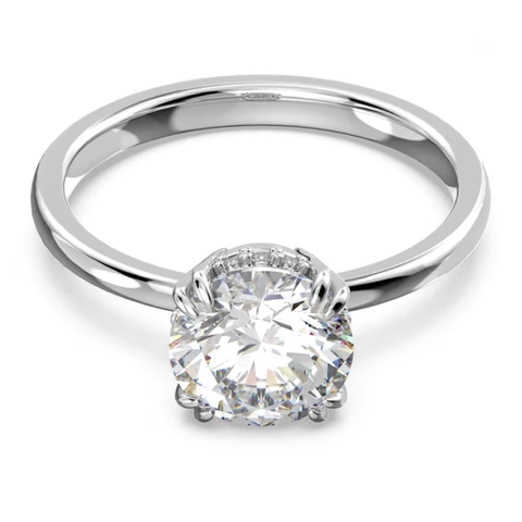 SWAROVSKI Stilla cocktail ring (Round cut, White, Rhodium plated) - RINGS - Nhẫn pha lê trắng - JEWELRY