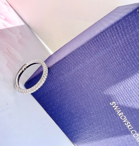SWAROVSKI Dextera stone ring (White, Rhodium plated) - RINGS - Nhẫn tròn, pha lê trắng - JEWELRY