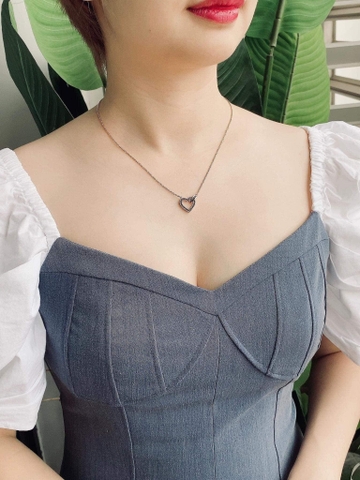 SWAROVSKI Lovely necklace (Heart, Grey, Rose gold-tone plated) - Dây cổ, dây chuyền HÌNH TIM PHỐI ĐÁ - SWAROVSKI - JEWELRY NECKLACE