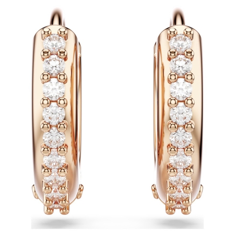 SWAROVSKI Matrix hoop earrings (Round cut, White, Rose gold-tone plated) - Khuyên tai, vòng tròn đính pha lê - JEWERY