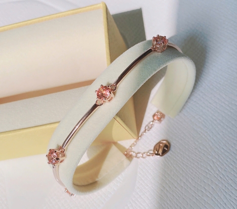 SWAROVSKI Constella bangle (Round cut, Pink, Rose gold-tone plated) - Vòng, lắc tay pha lê hồng