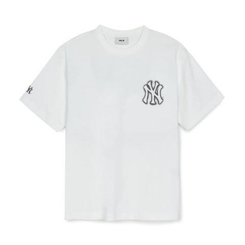 MLB Basic Street Logo Overfit Short Sleeve T-Shirt Newyork WHITE - Áo thun cổ tròn tay lỡ màu trắng