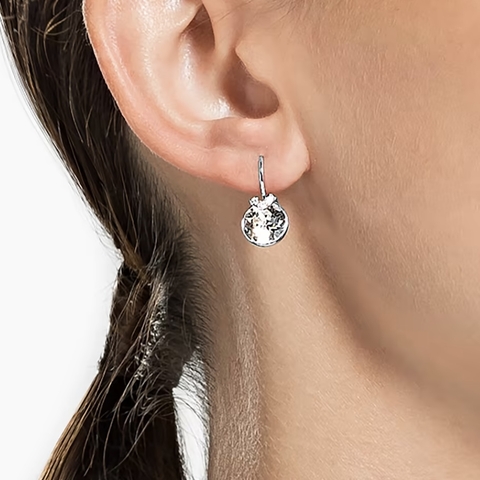 SWAROVSKI Bella V drop earrings (Round cut, White, Rhodium plated) - Khuyên tai tròn, pha lê trắng - JEWERY