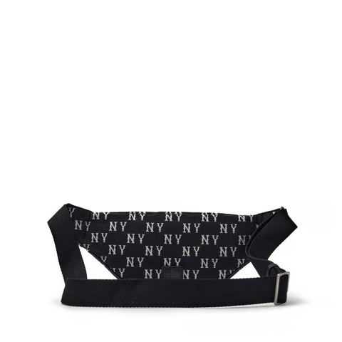 MLB Jacquard Monogram Charcoal Black hip sack bag - Túi đeo hông, túi bao tử màu đen trắng
