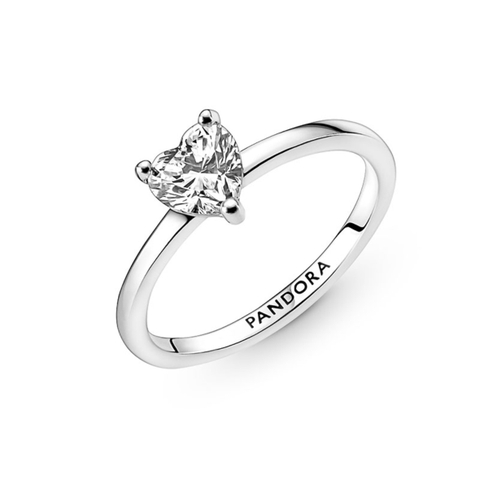 PANDORA Sparkling Heart Solitare Ring (Silver Sterling, Clear Zirconia) - Nhẫn hình trái tim lấp lánh, bạc 925, đá CZ trắng trong suốt - RINGS JEWELRY