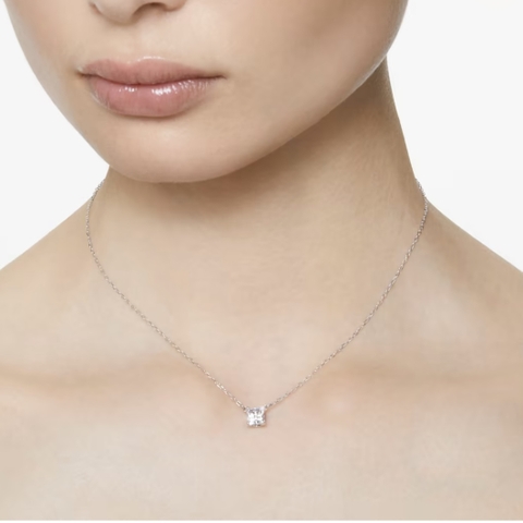 SWAROVSKI Attract necklace (Square cut, White, Rhodium plated) - Dây cổ, dây chuyền pha lê vuông trắng - JEWELRY NECKLACE