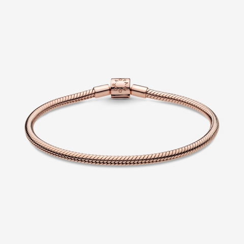 Pandora Moments Snake Chain Bracelet (Barrel Clasp, Metal blend, 14k Rose-gold plating) - Vòng/lắc tay hợp kim mạ vàng hồng 14k, khoá trụ, dáng mềm - JEWELRY BRACELET