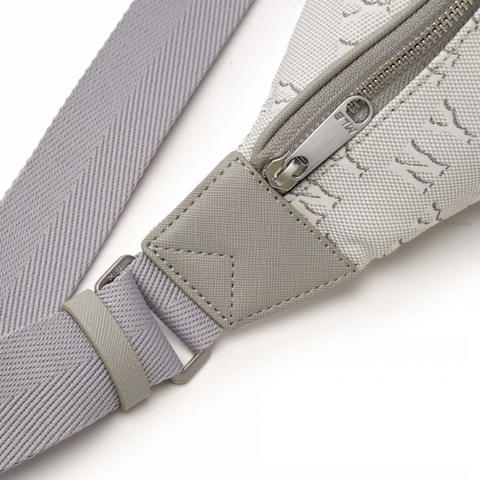 MLB Jacquard Monogram Charcoal Grey hip sack bag - Túi đeo hông, túi bao tử màu xám trắng