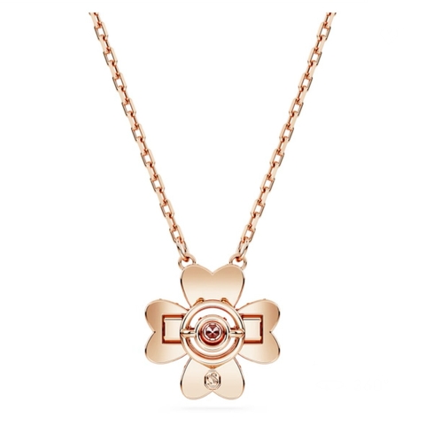 SWAROVSKI Idyllia pendant (Clover, White, Rose gold-tone plated) - Dây cổ, dây chuyền lá, pha lê hồng - JEWELRY NECKLACE