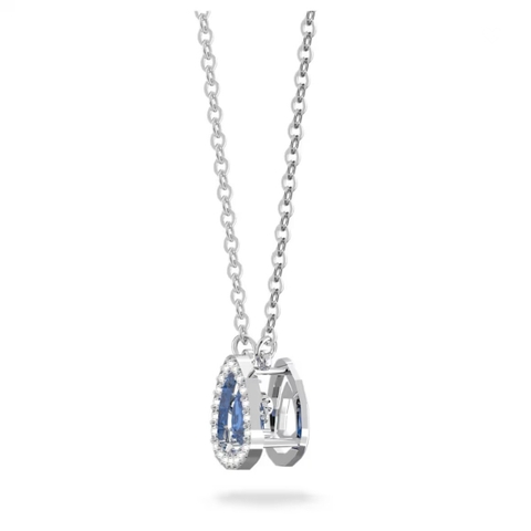 SWAROVSKI Una necklace (Trilliant cut, Blue, Rhodium plated) - Dây cổ, dây chuyền, pha lê xanh chuyển động - JEWELRY NECKLACE