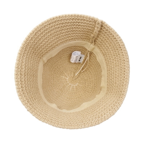 Mũ MLB Unisex basic wool knit Beige bucket hat - Mũ len màu be