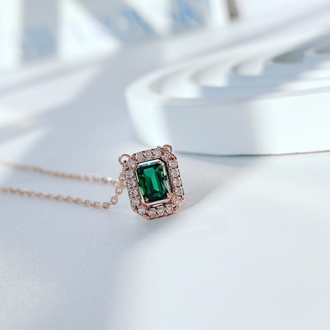 SWAROVSKI Millenia necklace (Octagon cut, Green, Rose gold-tone plated - Dây cổ, dây chuyền đá pha lê xanh chuyển động - SWAROVSKI - JEWELRY NECKLACE