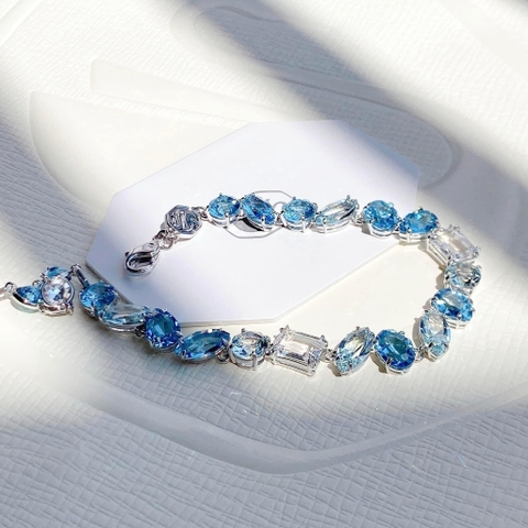 SWAROVSKI Gema bracelet (Mixed cuts, Blue, Rhodium plated) - Vòng/lắc tay SWAROVSKI - JEWELRY