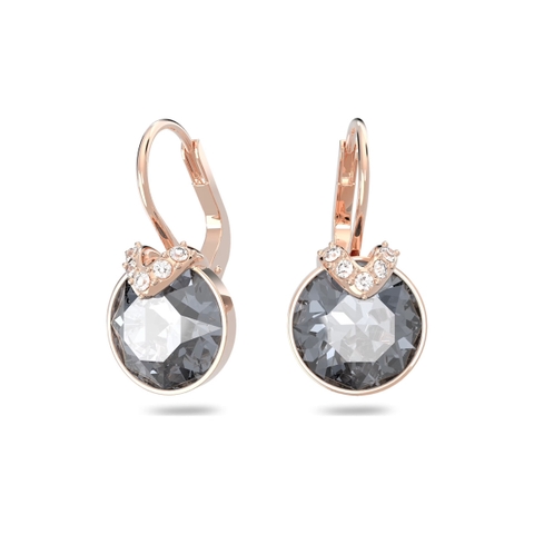 SWAROVSKI Bella V drop earrings (Round cut, Gray, Rose gold-tone plated) - Khuyên tai, pha lê xám - JEWERY