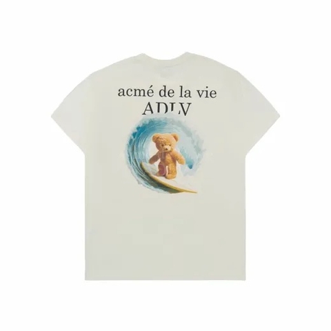 ÁO ADLV SURF BEAR SHORT SLEEVE T-SHIRT CREAM - Áo thun cổ tròn tay lỡ màu trắng kem