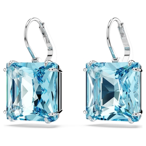 SWAROVSKI Millenia drop earrings (Square cut, Blue, Gold-tone plated) - Khuyên tai pha lê xanh biển - JEWELRY