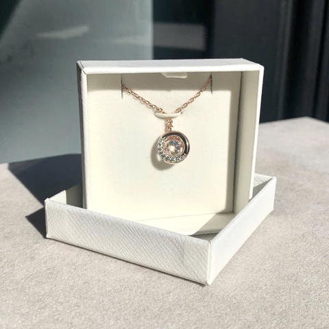 CHÍNH HÃNG - SWAROVSKI Dextera pendant (Round cut, White, Rose gold-tone plated) - Dây cổ, chuyền, pha lê trắng - JEWELRY NECKLACE
