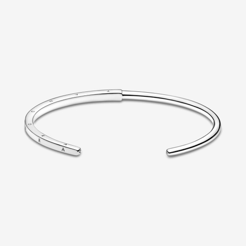 Pandora Signature I-D bangle (Silver Sterling) - Vòng/lắc tay bạc 925, dáng cứng - JEWELRY