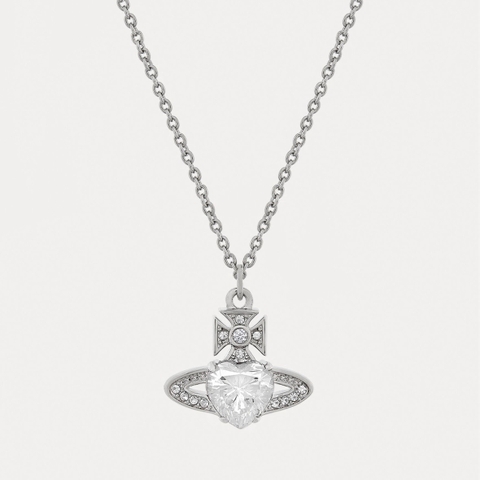 CHÍNH HÃNG - VIVIENNE WESTWOOD Ariella Pendant Necklace - Dây cổ/chuyền, đá CZ trắng trái tim - JEWELRY