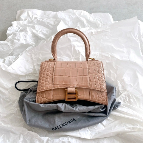 TÚI BALENCIAGA HOURGLASS XS CROC BEIGE NUDE (da CROC)