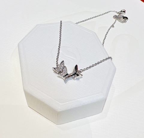SWAROVSKI Lilia necklace (Butterfly, White, Rhodium plated) - Dây cổ, dây chuyền hoạ tiết bướm - JEWELRY NECKLACE