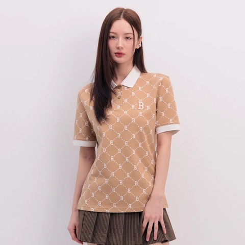 Áo MLB Women's Diamond Monogram Jacquard Collar Polo Shirt B BOSTON