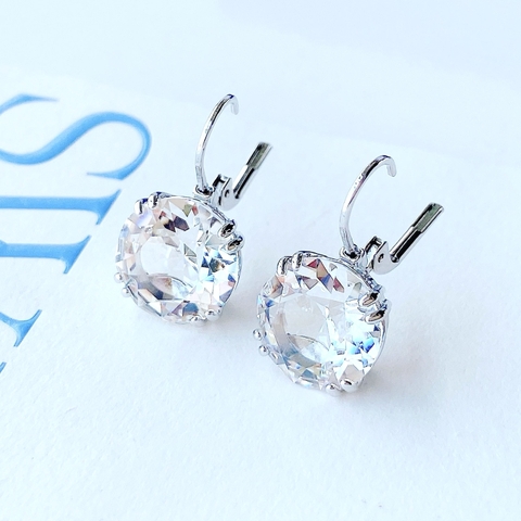 SWAROVSKI Millenia drop earrings (Round cut, White, Rhodium plated) - Khuyên tai pha lê trắng, cắt tròn - JEWELRY
