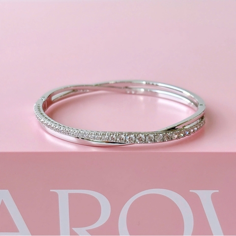 SWAROVSKI Hyperbola bangle (Round cut, White, Rhodium plated) - Vòng, lắc tay, pha lê trắng - JEWELRY BRACELET