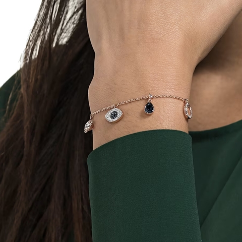 SWAROVSKI Symbolica bracelet (Infinity, evil eye & horseshoe, Blue, Rose gold-tone plated) - Vòng/lắc tay hình các biểu tượng - JEWELRY