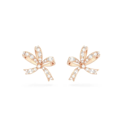 SWAROVSKI Volta stud earrings (Bow, Small, White, Rose gold-tone plated) - KHUYÊN TAI HÌNH NƠ - SWAROVSKI - JEWELRY