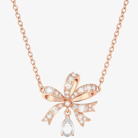 SWAROVSKI Volta necklace (Bow, Small, White, Rose gold-tone plated) - Dây cổ, dây chuyền SWAROVSKI - JEWELRY NECKLACE