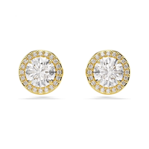 SWAROVSKI Una Angelic stud earrings (Round cut, Gold-tone plated) - Khuyên tai, pha lê tròn, màu vàng - JEWERY