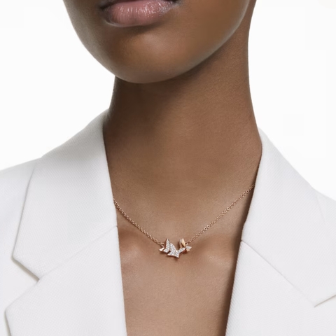 SWAROVSKI Lilia necklace (Butterfly, White, Rose gold-tone plated) - Dây cổ, dây chuyền hoạ tiết bướm - JEWELRY NECKLACE