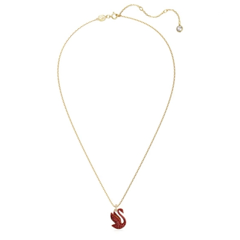 SWAROVSKI Swan pendant (Swan, Medium, Red, Gold-tone plated) - Dây cổ, dây chuyền thiên nga đỏ - JEWELRY NECKLACE