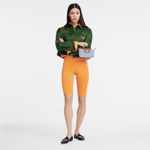 MINI SIZE - TÚI LONGCHAMP LE PLIAGE ORIGINAL POUCH WITH HANDLE - STEEL - Recycled Canvas - Túi xách màu xanh xám