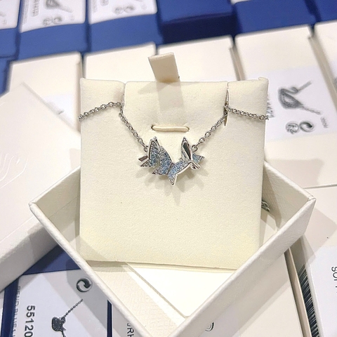 CHÍNH HÃNG - SWAROVSKI Idyllia Lilia necklace (Butterfly, Blue, Rhodium plated) - Dây cổ, chuyền hình bướm, pha lê trắng/xanh - JEWELRY NECKLACE
