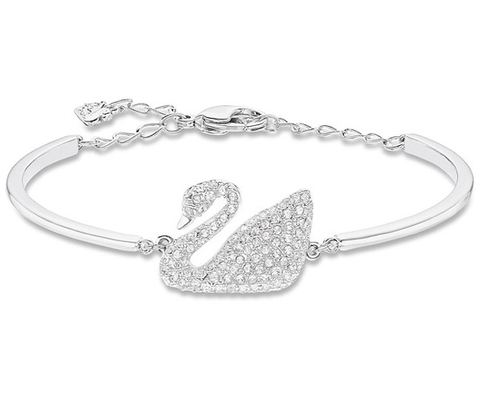 SWAROVSKI Iconic Swan bangle (Swan, White, Rhodium plated) - Vòng/lắc tay thiên nga trắng - BRACELET - JEWELRY