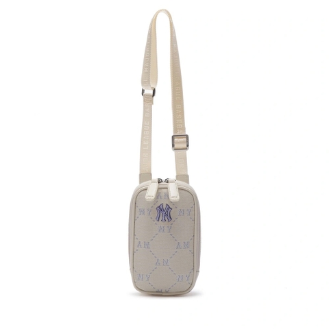 Túi MLB Diamond Monogram Phone Pouch New York Yankees Ivory crossbody bag - TÚI ĐEO CHÉO MÀU TRẮNG KEM