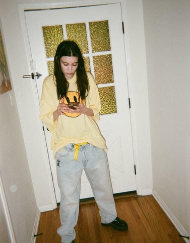 Áo Drew House Mascot SS Teê LIGHT YELLOW T-SHIRT - Áo thun cổ tròn tay lở màu vàng tươi