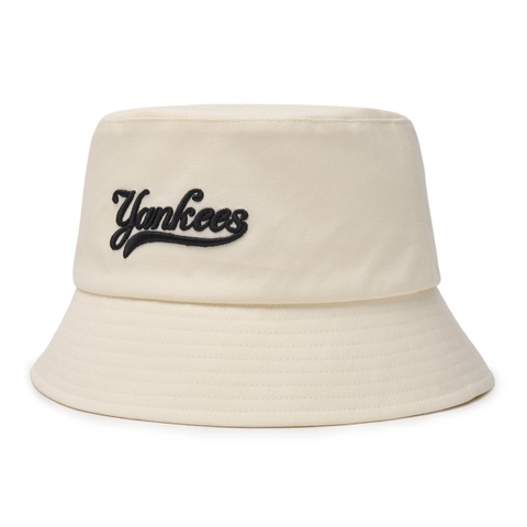 MŨ MLB VARSITY BUCKET HAT NY NEW YORK CREAM - Mũ vành tròn, màu trắng kem