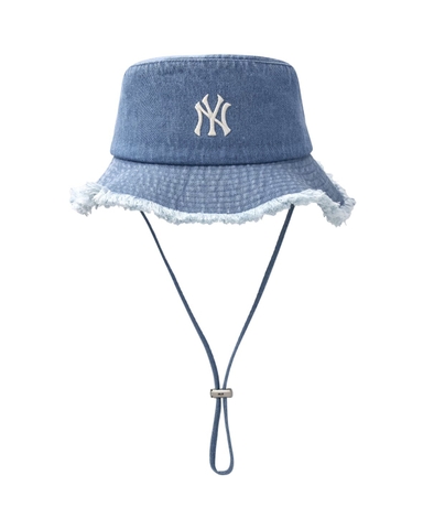MŨ MLB Color Denim Safari Bucket Hat New York Yankees NY Blue - Mũ vành tròn, có dây thắt, màu xanh